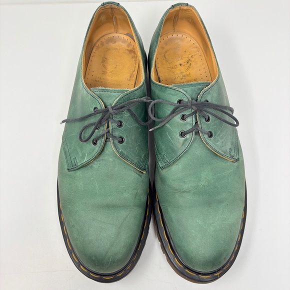 Vintage DR. MARTENS Made in England Green Leather 8541 Oxford Shoes Size 10 main image 4